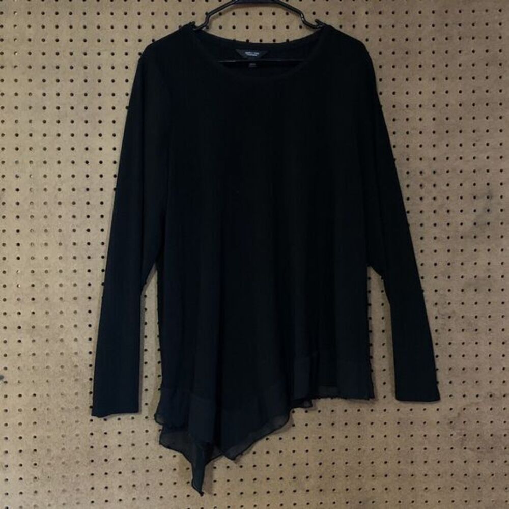 Simply Vera‎ Black Tunic Long Sleeve goth Whimsygoth Asymmetrical Textured XL